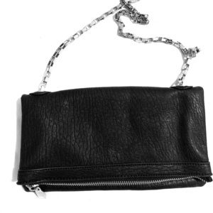 Express. Black crossbody with silver chain.